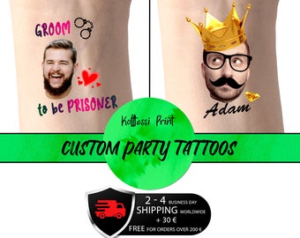 Bachelorette Party Tattoo-Image Personalized Tattoo-Bachelorette Favors-Custom Groom Face Tattoo-Bride Tattoo-Funny Stag Night