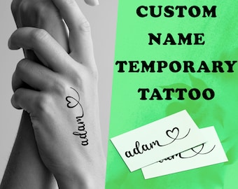 Custom Temporary Tattoo - Small temporary tattoo - Minimalist name with heart fake tattoo - Matching Tattoo - Gift For Mom, Dad