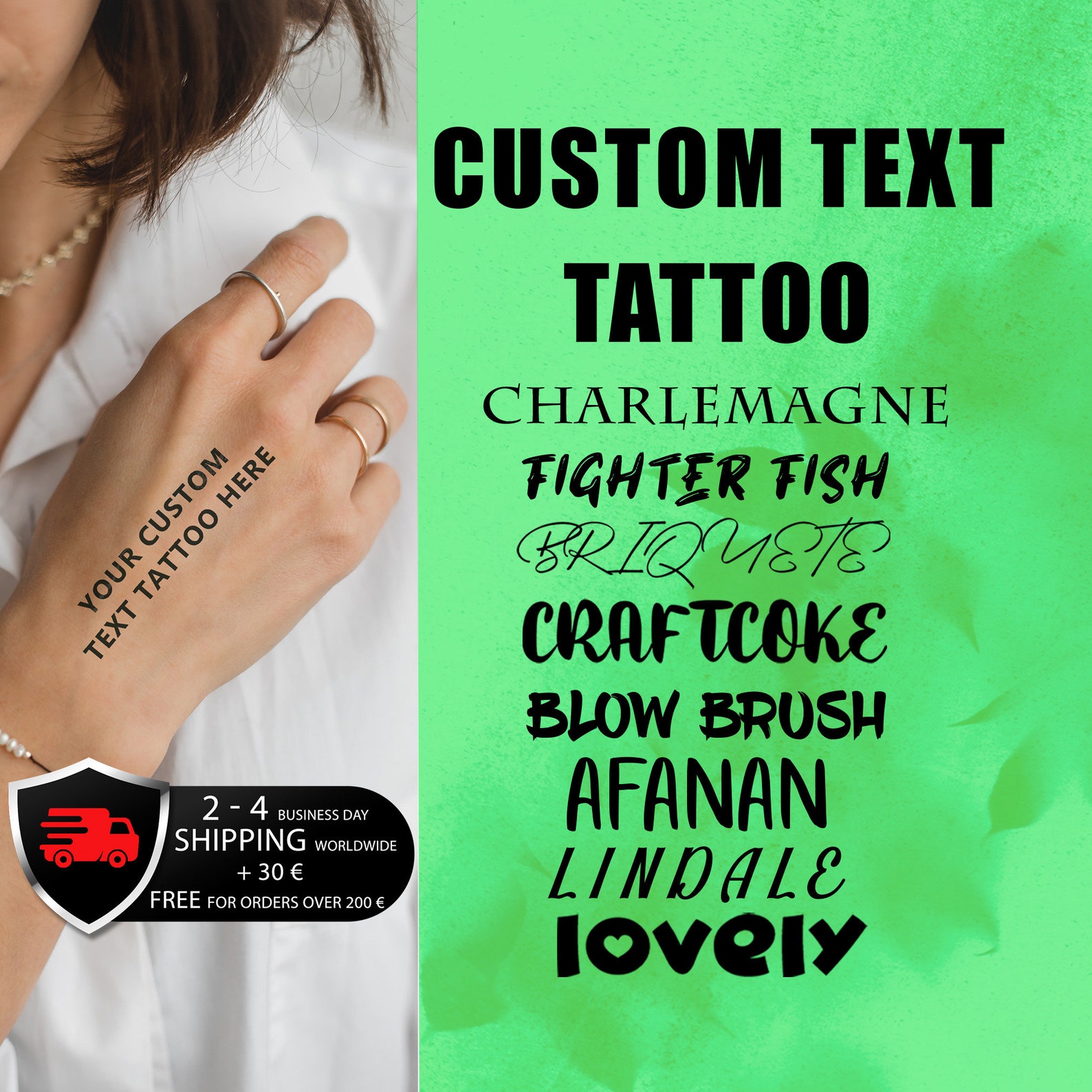 Custom Temporary Tattoo Custom Text Temporary Tattoo Etsy