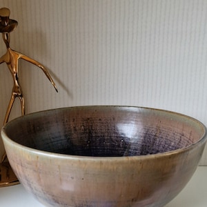 Vintage Blue Studio pottery decoration, large home handmade bowl, Gift for her