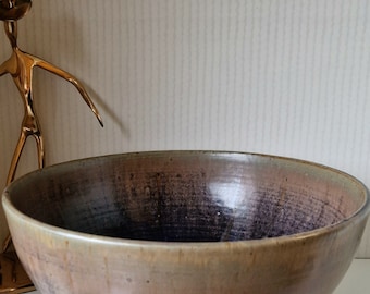 Vintage Blue Studio pottery decoration, large home handmade bowl, Gift for her