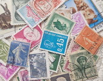 Sellos antiguos del mundo, 100 piezas variadas, ideales para collage.