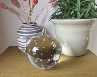Vintage glass paper weight Apple, Crystal apple decoration, sparkling teacher gift ideas