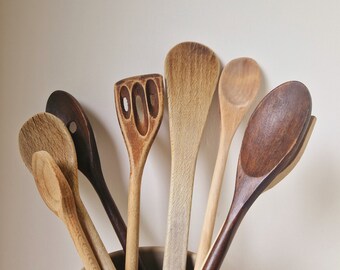 GLOBLELAND Set di 6 cucchiai da cucina in legno con