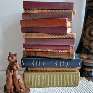 Vintage Books Set, 15 French books, Shelf decoration, Table pieces, Photo decor, Library Collection, Antique and old Books