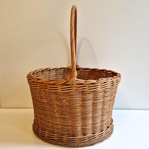 Antique French Brocante Country Basket, Vintage Basket,  Rustic Harvest Basket, Vintage wicker Flower basket, Gift for mom