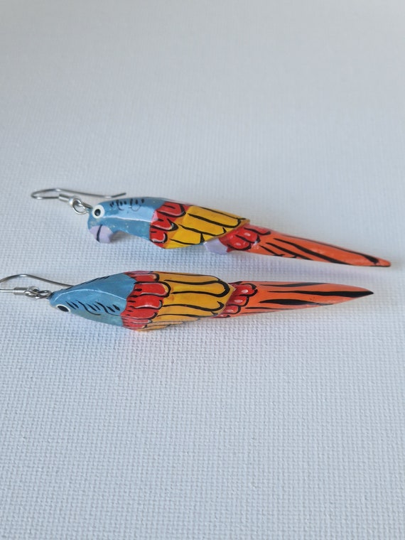 Vintage Parrot earrings, 1980s Earrings, Vintage … - image 1