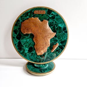 Carte de l'Afrique en laiton et malachite Accessoires de maison, Décoration de bureau verte, Cadeau pour homme, Amateurs de voyages dans le monde