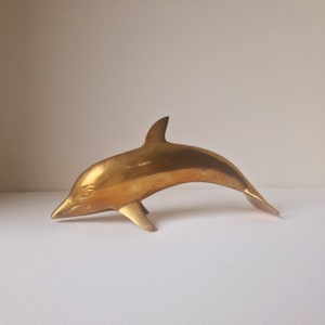 Vintage Brass Dolphin, Vintage Brass Animal, Mid Century brass, Golden tone Sea Life home decoration, gift for him or her