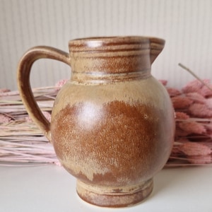 French Vintage Studio Pottery  Pitcher, Handmade Jug, stoneware crock, organic modern decor, Gift for Thanksgiving, Gift for Mother