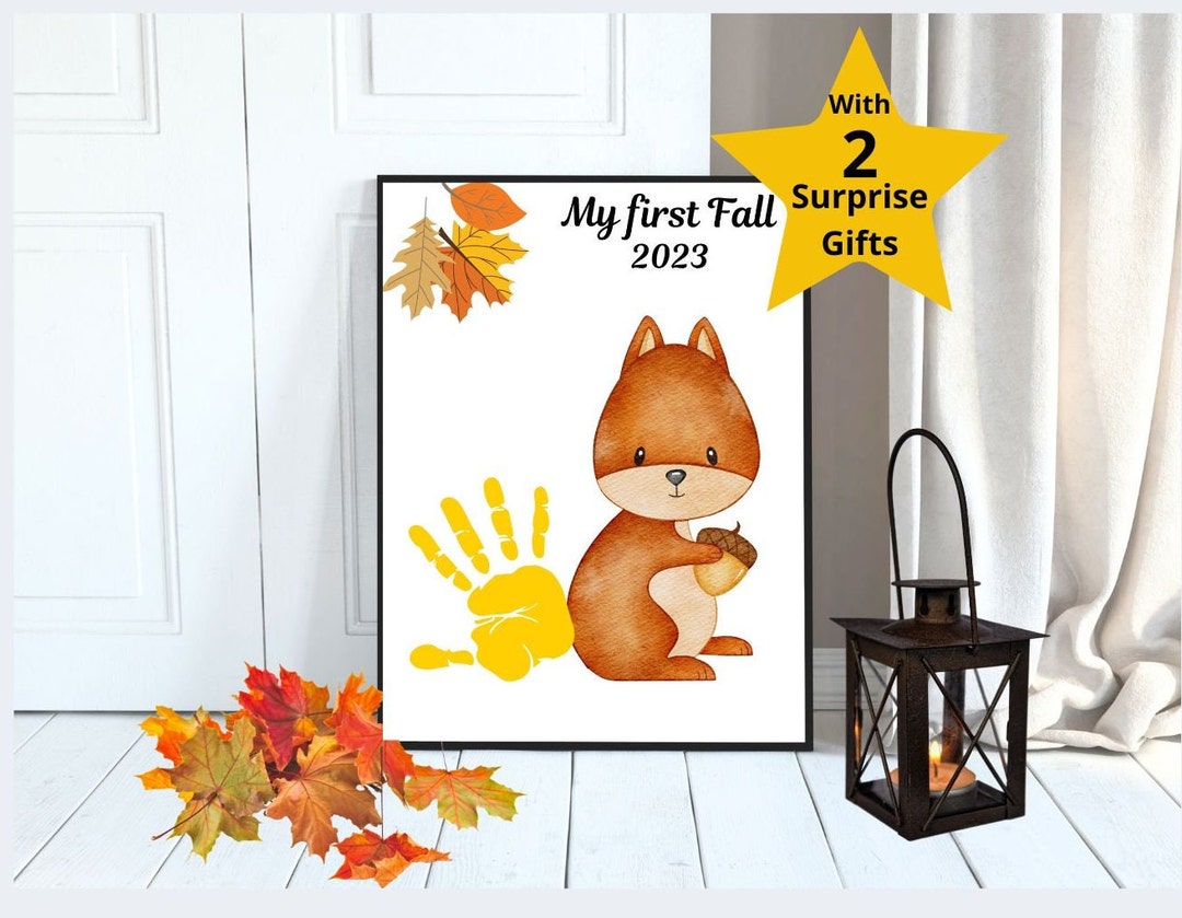 My First Fall Handprint Craft Art Cute Squirrel Handprint Etsy