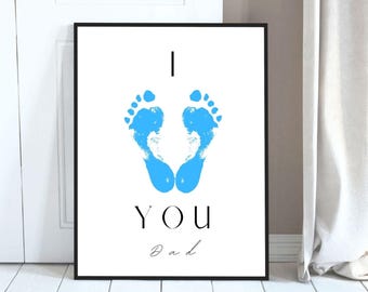 Printable I love You Dad Footprint Keepsake gift | Birthday Gift for Daddy | Father’s Day Gift | Baby Footprint Craft I DIY Footprint Craft