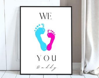 Printable Footprint Handprint Craft for Dad, We love You Dad Birthday gift, Birthday Gift for Daddy | Father’s Day Gift, DIY Footprint Craft
