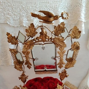 Spectaculaire garniture de mariage, intérieur globe de la mariée Napoléon III, mariage victorien antique français