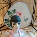 Lot Rare De 2 Têtes De Poupée Boudoir Années 1930 – Tissu, Paillettes, 10 Cm