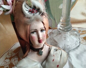 Antique Boudoir Doll Bust, Marie Antoinette Style, Display Decor