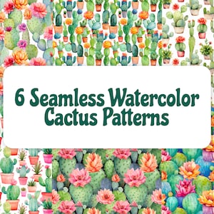 Cactus Digital Paper | Succulent Digital Paper | Cacti Digital Paper | Commercial Use | Cactus Print | Cactus Pattern | Watercolor