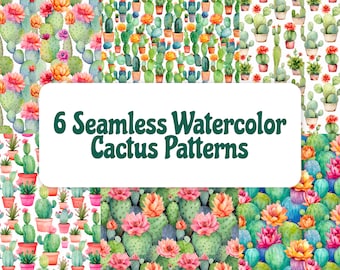 Cactus Digital Paper | Succulent Digital Paper | Cacti Digital Paper | Commercial Use | Cactus Print | Cactus Pattern | Watercolor