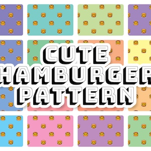 Hamburger Digital Paper Pack | 16x Seamless Burger Patterns with Pastel Colors | Print with Instant Download & Commercial Use