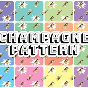 Champagne Digital Paper Pack | 16x Seamless Champagne Patterns with Pastel Colors | Print with Instant Download & Commercial Use