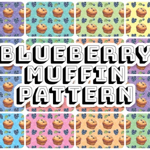 Blueberry Digital Paper Pack | 16x Seamless Muffin Patterns with Pastel Colors | Print with Instant Download & Commercial Use