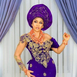 Purple and gold african dress 2025