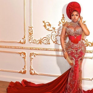 Gold african wedding dress clearance