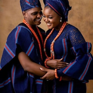 Vintage Asooke for Bride, Couple Asooke, Traditional Wedding Dress, Couple Wedding Asooke, African Wedding, African Men, Agbada for men