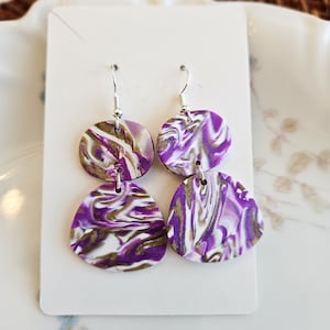 CLAY EARRINGS | Purple Marble Collection | Lightweight Earrings | Feminine | Hypoallergenic | Gift