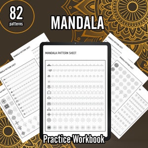 Fogli con motivi mandala, modelli fai da te, fogli di lavoro stampabili per l'arteterapia - Pratica artistica digitale per rilassamento e creatività, arte ornamentale