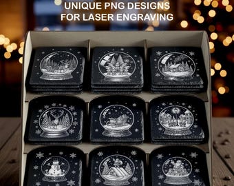 Slate Coaster Laser Engraving Designs: Christmas Ornaments PNG (digital ...