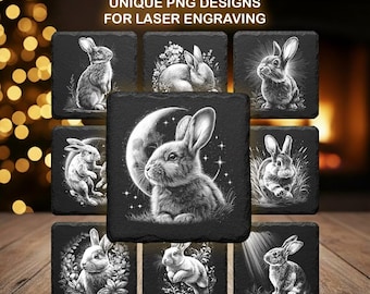 Hasen-Gravurdatei - Hase Laser-Design für Schieferuntersetzer, CNC und Laser-Gravur