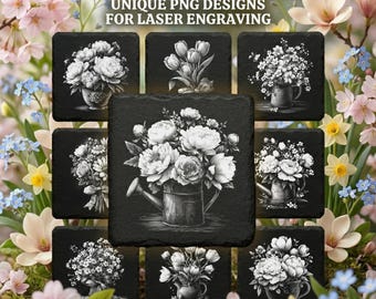 Bloemen lasergravurebestand Moederdag | Pioenroos tulpboeket leisteen, png