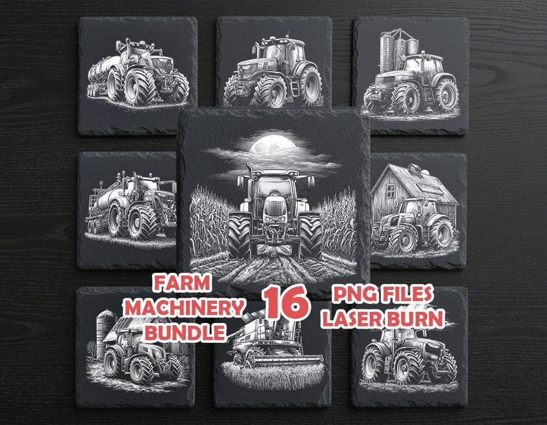 Farm Machinery Laser Engraving PNG Bundle – Digital Files for Glowforge ...