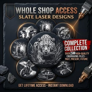 Whole Shop Mega Bundle, Laser Engraving File, Laser Ready Design for Slate Coaster