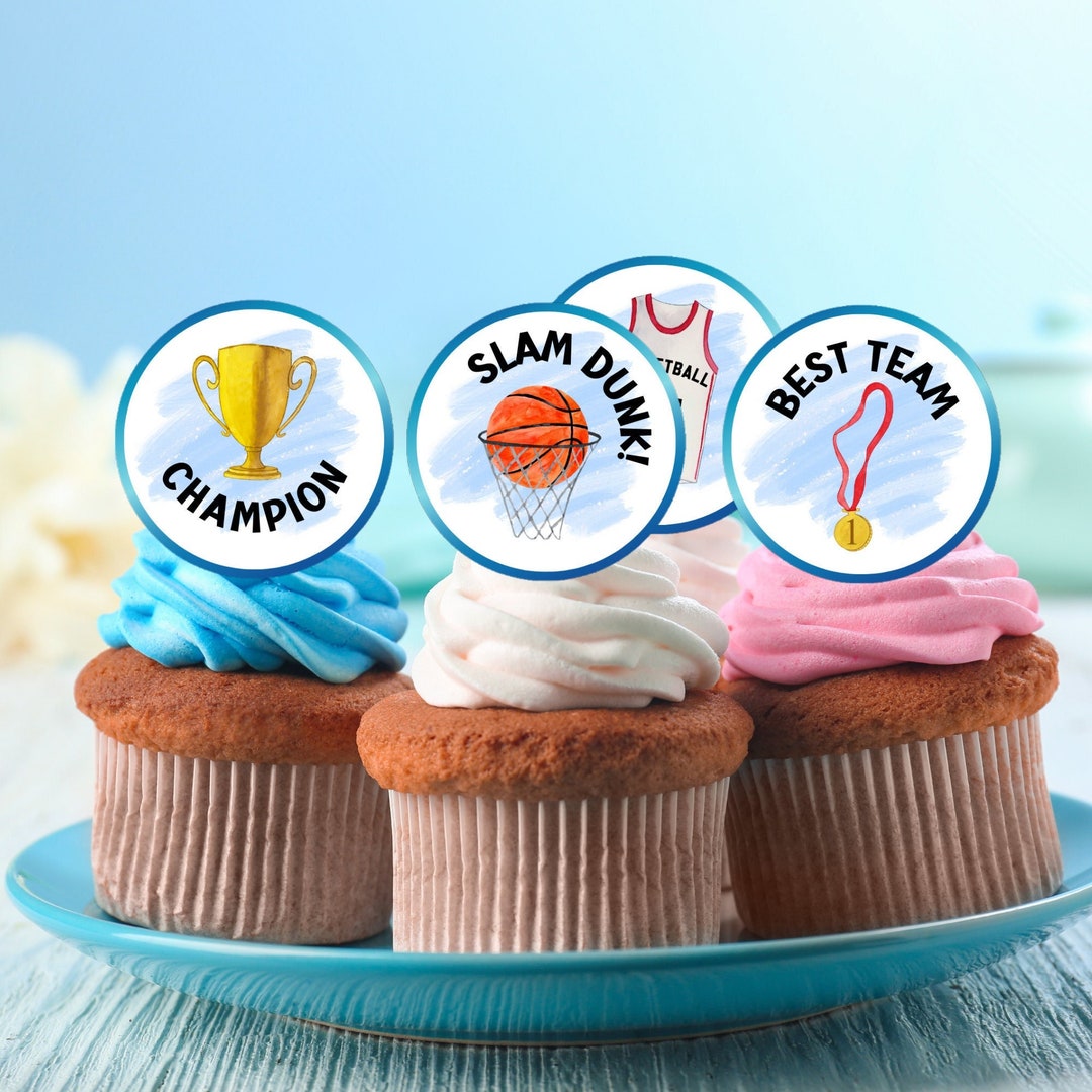 Basketball Cupcake Toppers Printable, Basketball Theme Cupcake Topper ...