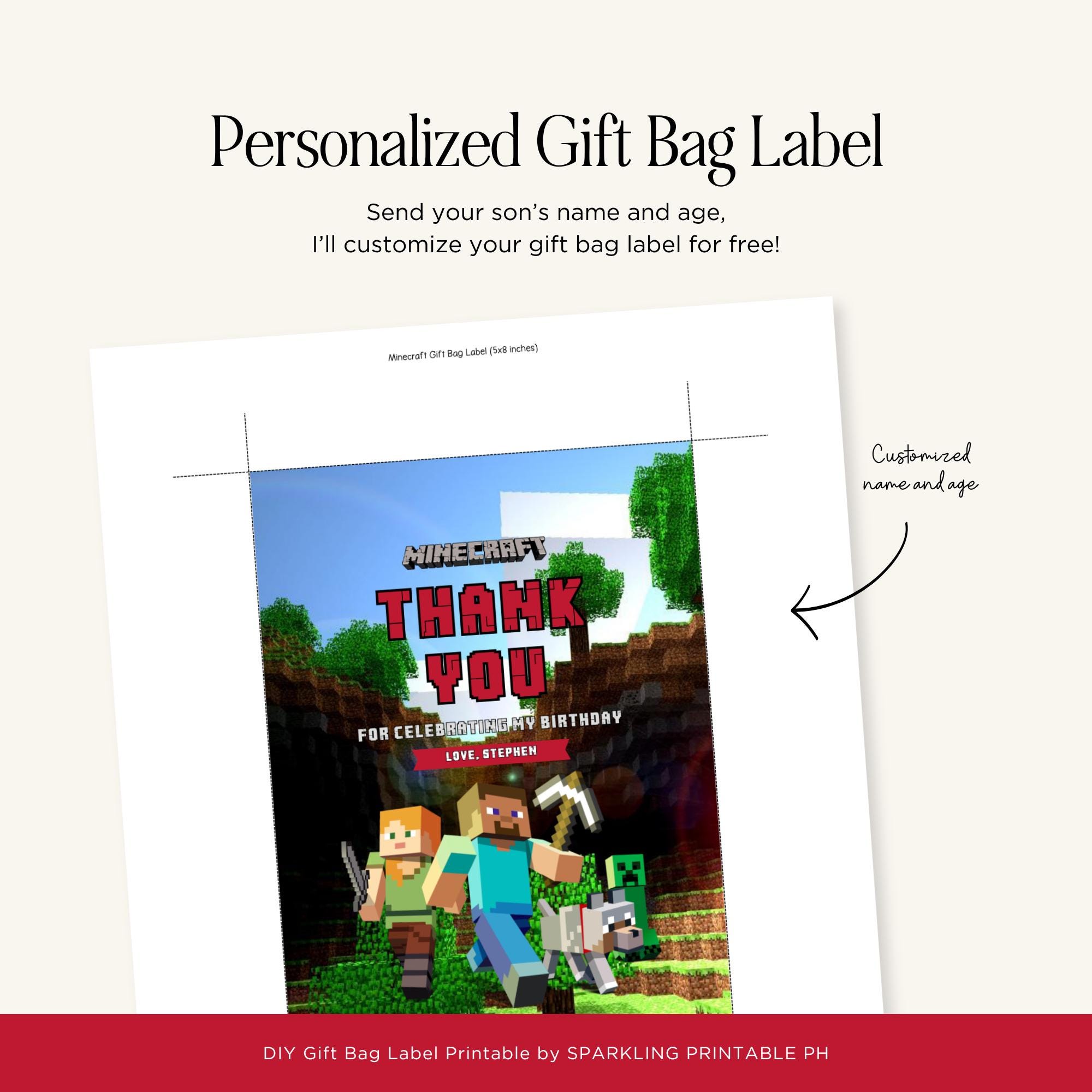 Minecrafter Gift Bag Label Printable