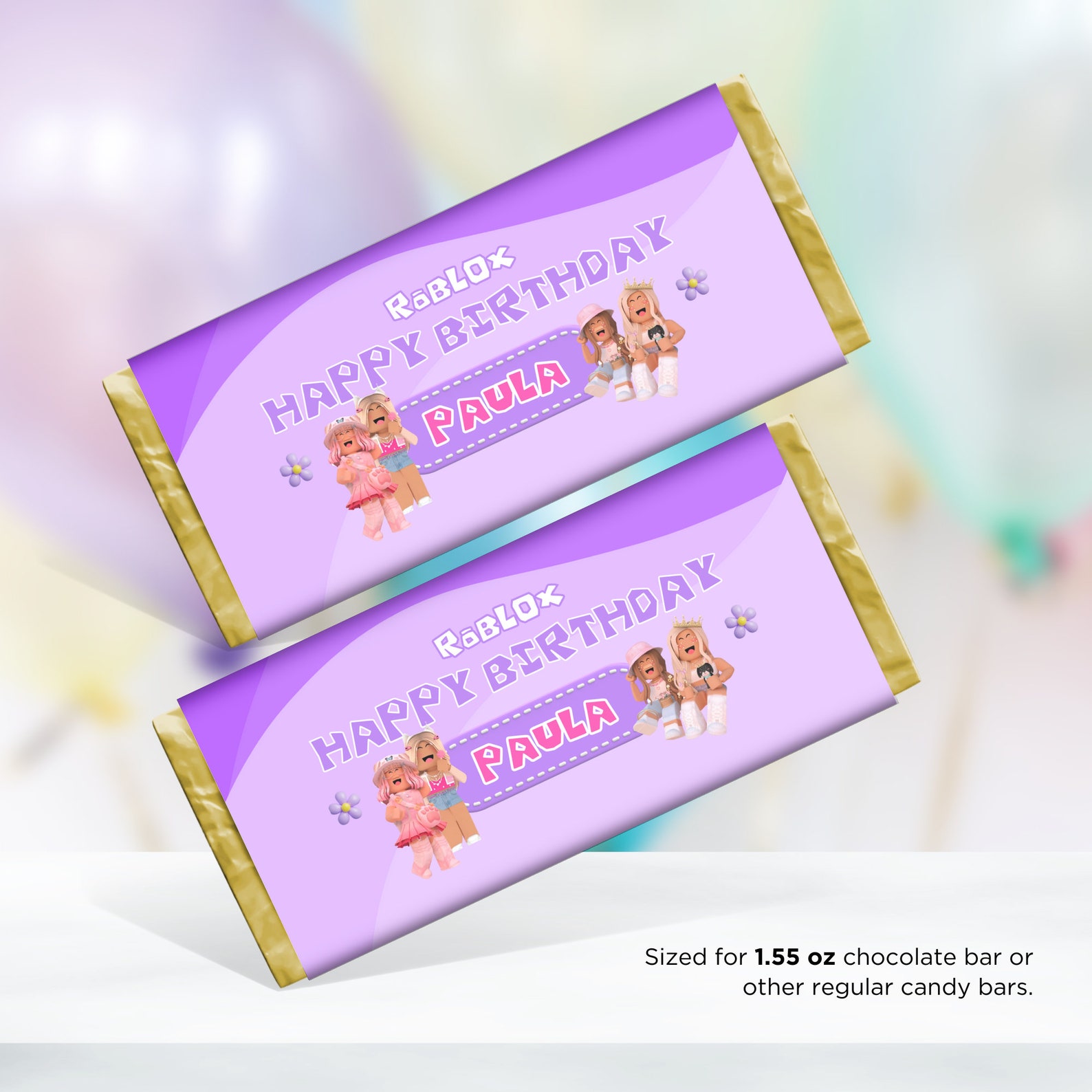 Roblox Girls Party Chocolate Wrapper Printable, Roblox Girl Chocolate Bar Wrapper, Roblox Candy ...