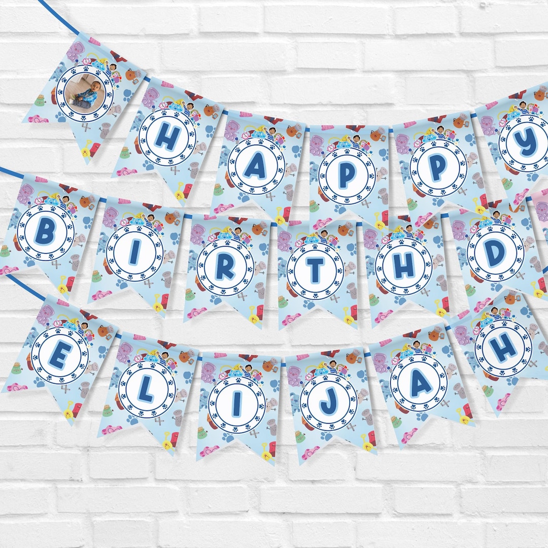 Blues Clues Happy Birthday Banner Printable, Personalized Name Banner ...