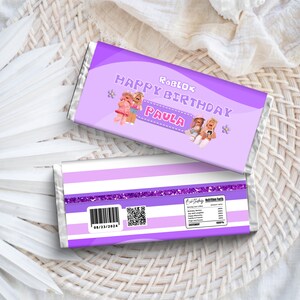 Roblox Girls Party Chocolate Wrapper Printable, Roblox Girl Chocolate ...