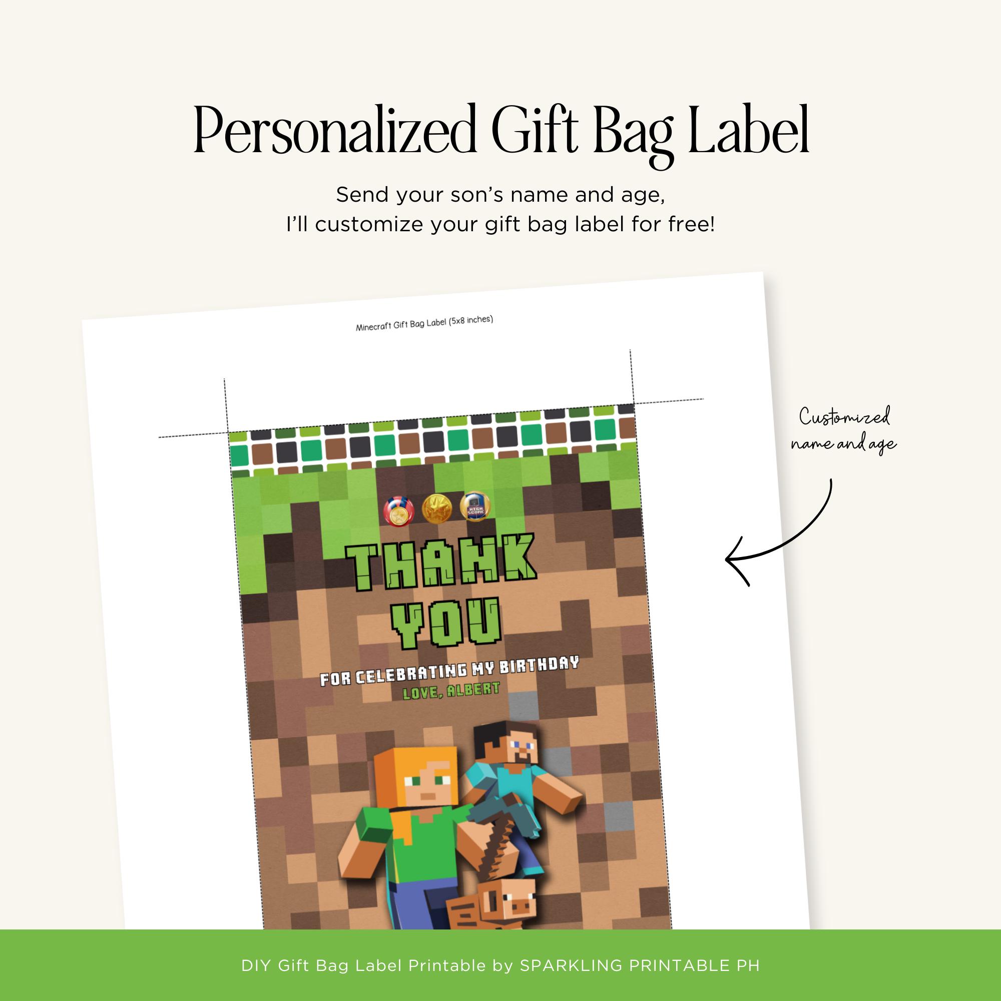 Minecrafter Gift Bag Label Printable (Duplicate)