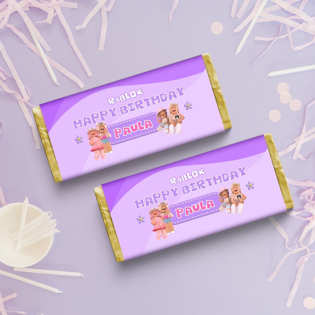 Roblox Girls Party Chocolate Wrapper Printable, Roblox Girl Chocolate Bar Wrapper, Roblox Candy ...