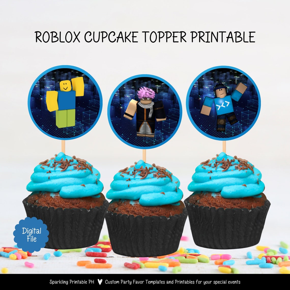 Roblox Cupcake Topper Printable, Roblox Cupcake Toppers, Roblox Cupcake ...