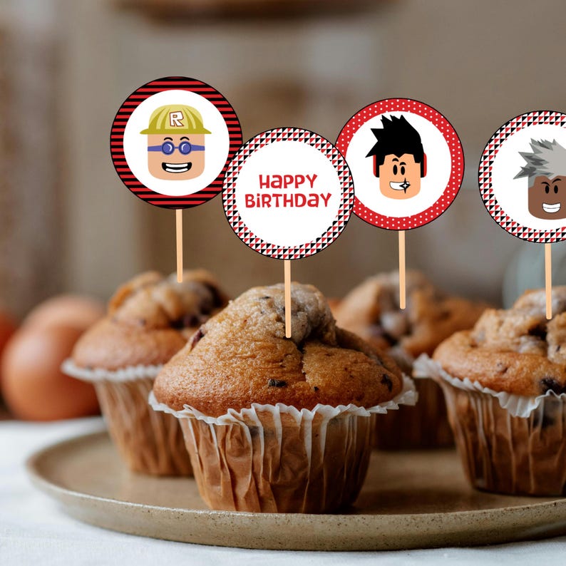 Roblox Faces Cupcake Toppers Printable, Roblox Boys Cupcake Toppers ...