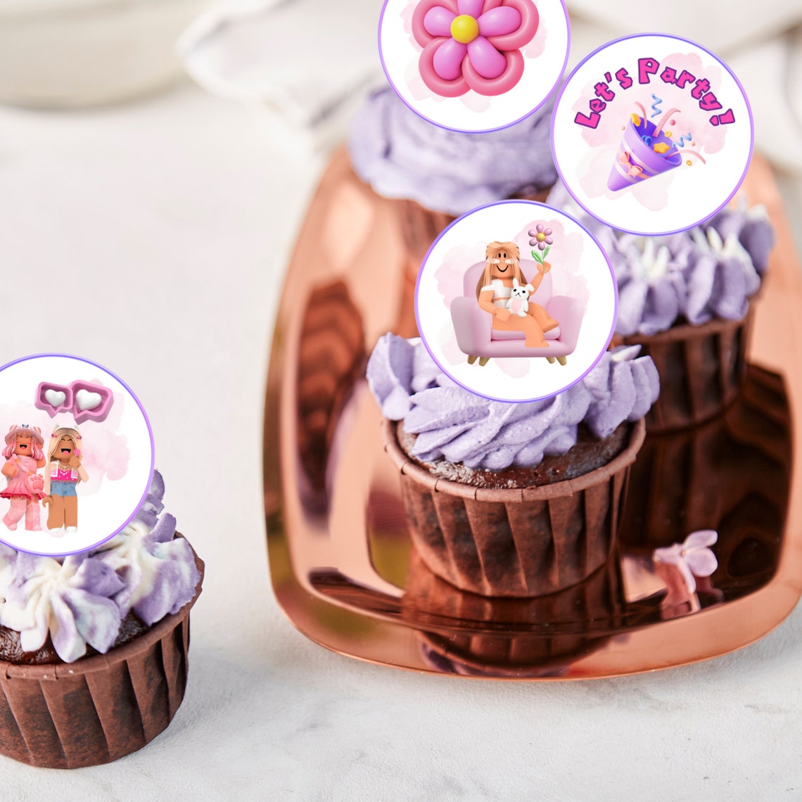 Roblox Girls Party Cupcake Toppers Printable, Roblox Girls Cupcake ...