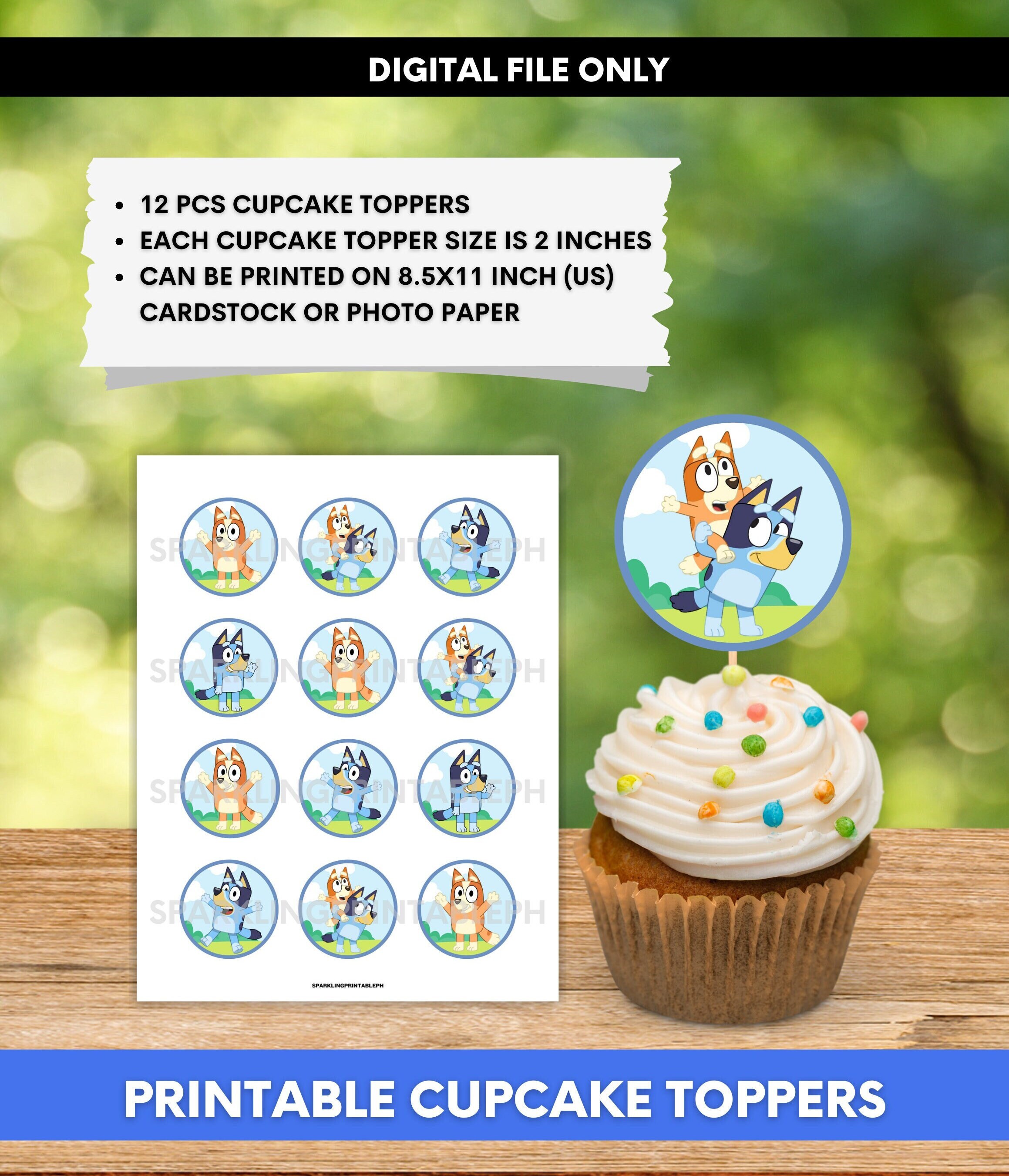 Bluey Cupcake Toppers Printable Printable Bluey Cupcake - Etsy