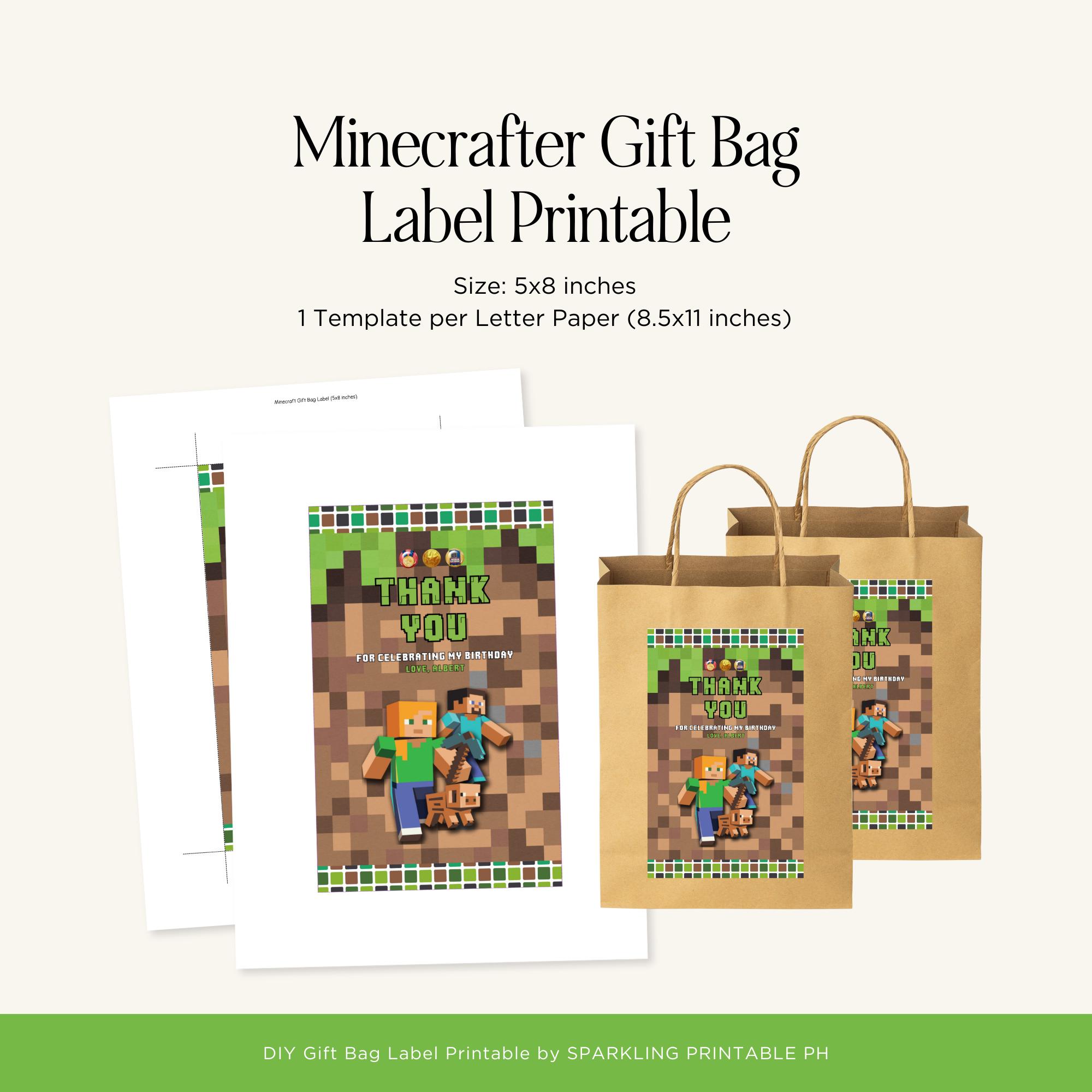 Minecrafter Gift Bag Label Printable (Duplicate)