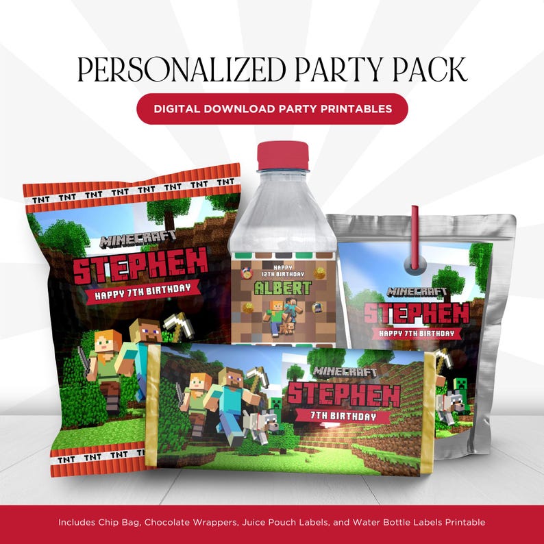 Minecrafter Birthday Party Printables, Minecrafter Digital Party Kit ...