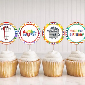 Number Blocks Cupcake Topper Printable, Number Blocks Birthday Cupcake ...