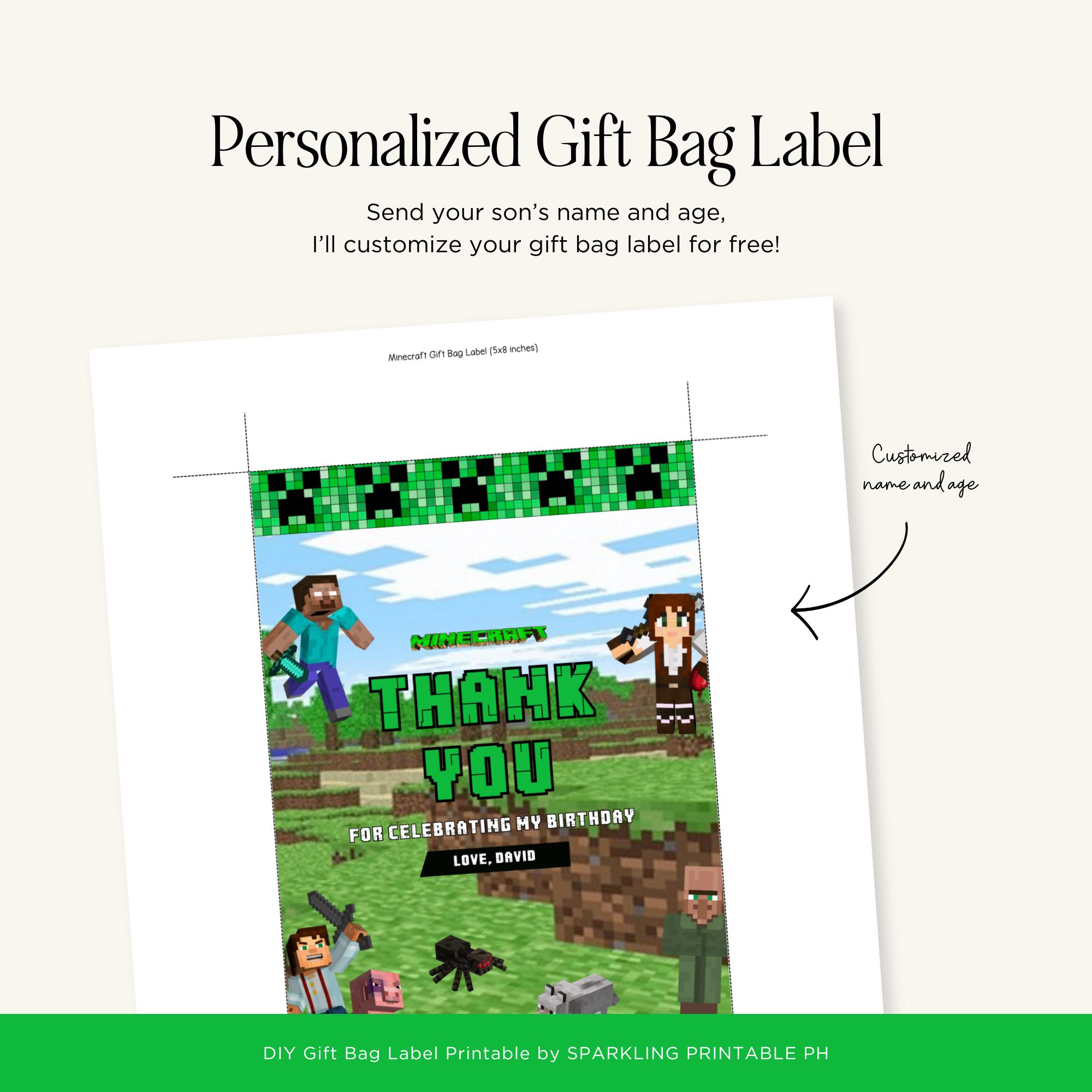 Minecrafter Gift Bag Label Printable (Repeat)